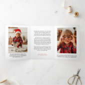 ブラックブラッシュストロークプレイドフォトトリフォールドホリデーカード 三つ折り案内状 (内部)