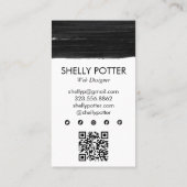 ブラックブラッシュストロークミニマルシックQRCodeアモダンイコン 名刺 (裏面)