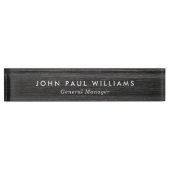 ブラックブラッシュドメタルエレガントスタイリッシュプロフェッショナル デスクネームプレート (正面)