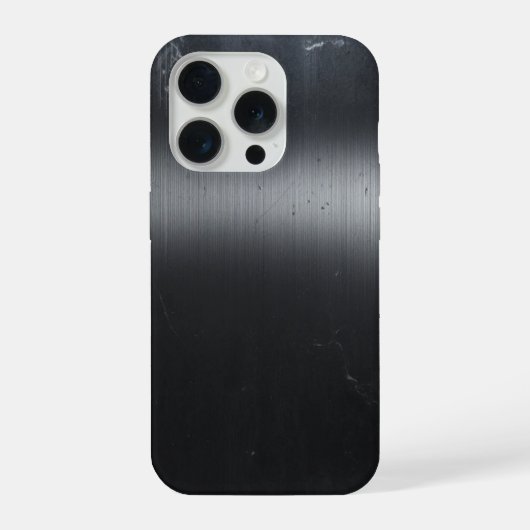 ブラックブラッシュメタルテクスチャiPhone 15 Proケース iPhoneケース (裏面)