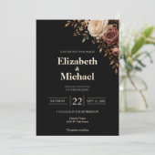 ブラックブラッシュローズフラワーズ ウェディング 招待状 (スタンド正面)