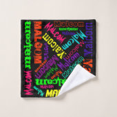 ブラックブランケッカラフルト明るいネオン名コラージュ バスタオルセット (ウォッシュタオル)