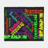 ブラックブランケット明カラフルるいネオンネームコラージュ フリースブランケット (正面(横))