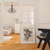 ブラックブランチシンプルプリントスカンジオン水彩 ポスター