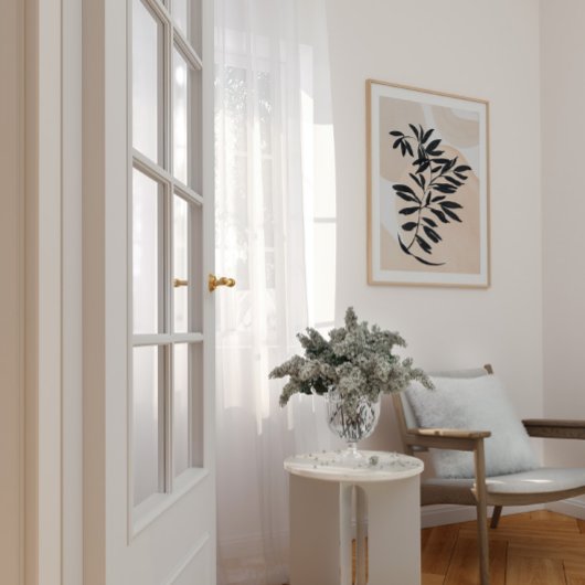 ブラックブランチシンプルプリントスカンジオン水彩 ポスター