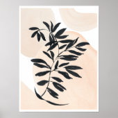 ブラックブランチシンプルプリントスカンジオン水彩 ポスター (正面)