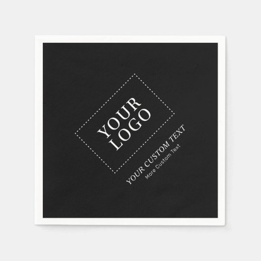 ブラックブランドのカスタムビジネスロゴのプロモーション昼寝 スタンダードカクテルナプキン (正面)