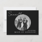 ブラックブリデス提案メイド・オブ・オーナー（花嫁付き添い人）の写真カード サンキューカード (正面)