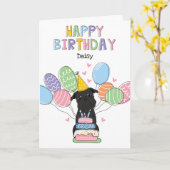 ブラックブリュッセルグリフォンドッグ誕生日カード カード (黄色い花)