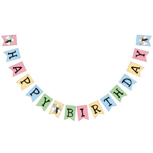 ブラックブリュッセルグリフォンドッグ誕生日 バンティングフラッグ (全)