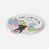 ブラックブリュッセルグリフォン犬の誕生日パーティー ペーパープレート (アングル)