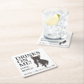 ブラックブリンドルフフランスのレンチエ結婚ブルドッグ スクエアペーパーコースター (インサイチュ)