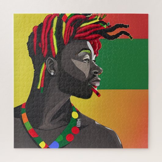 ブラックブルアフリカ系アメリカ人男性ジュネクチキング ジグソーパズル (縦)