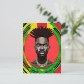 ブラックブルアフリカ系アメリカ人男性ジュネクチキング ポストカード (スタンド正面)