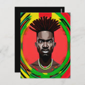 ブラックブルアフリカ系アメリカ人男性ジュネクチキング ポストカード (正面/裏面)