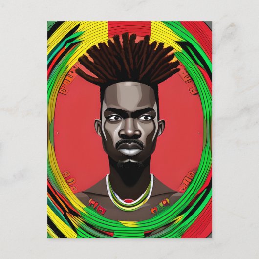 ブラックブルアフリカ系アメリカ人男性ジュネクチキング ポストカード (正面)