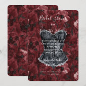 ブラックブルガンディレッドフローラコルセットブライダルシャワー 招待状 (正面/裏面)