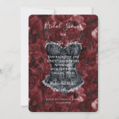 ブラックブルガンディレッドフローラコルセットブライダルシャワー 招待状 (正面)