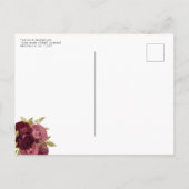 ブラックブルガンディレッド金ゴールドグリッターフローラキンセアニェラ インビテーションポストカード (裏面)