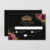 ブラックブルガンディレッド金ゴールドグリッターフローラキンセアニェラ 出欠カード (正面/裏面)