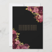 ブラックブルガンディレッド金ゴールドグリッターフローラキンセアニェラ 招待状 (裏面)