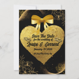 ブラックブルゴーニュと金ゴールドモダンフローラボホ結婚ズ 招待状