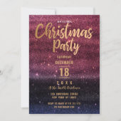 ブラックブルゴーニュグラディエントグリッタークリスマスパーティー 招待状 (正面)