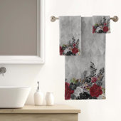 ブラックブルゴーニュゴシックフラワーバラバスハロウィーン バスタオルセット