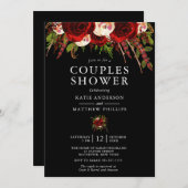 ブラックブルゴーニュフローラボホカップルシャワー 招待状 (正面/裏面)