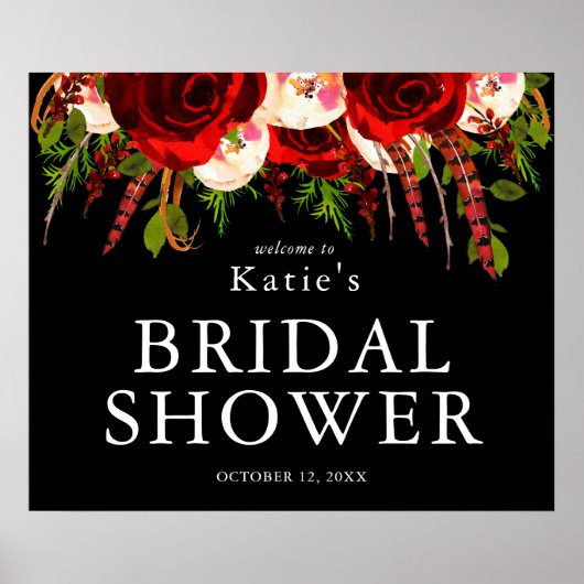 ブラックブルゴーニュフローラボホブライダルシャワー ポスター (正面)