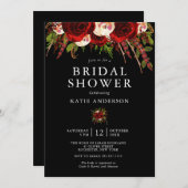 ブラックブルゴーニュフローラボホブライダルシャワー 招待状 (正面/裏面)