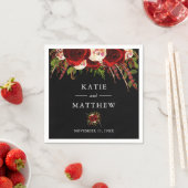 ブラックブルゴーニュフローラボホ結婚ズ スタンダードカクテルナプキン (インサイチュ)