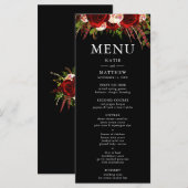 ブラックブルゴーニュフローラ結婚ボホのメニューカード メニュー (正面/裏面)