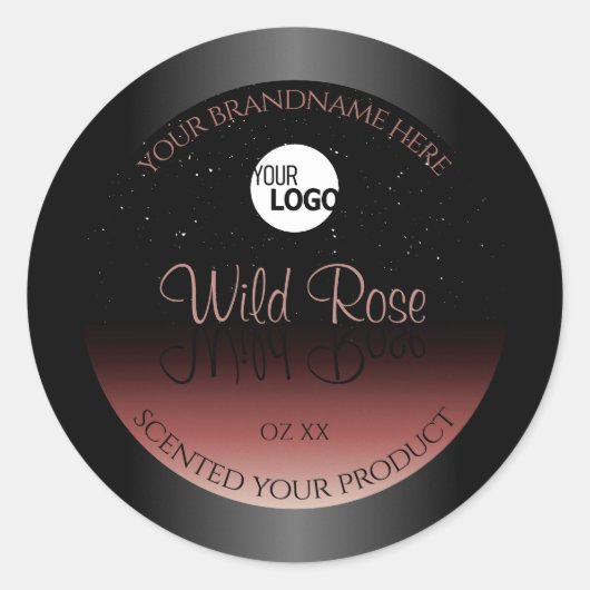 ブラックブルゴーニュ製品ラベルソフトグリッターロゴ ラウンドシール (正面)
