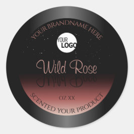 ブラックブルゴーニュ製品ラベルソフトグリッターロゴ ラウンドシール