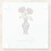 ブラックブルゴーニュ赤フローラ花瓶 ガラスコースター (裏面)