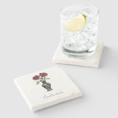 ブラックブルゴーニュ赤フローラ花瓶 ストーンコースター (横)