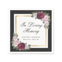 ブラックブルゴーニュ赤面金ゴールドフローラ葬儀ナプキンス