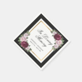 ブラックブルゴーニュ赤面金ゴールドフローラ葬儀ナプキンス スタンダードカクテルナプキン (角)