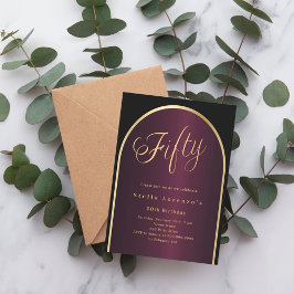 ブラックブルゴーニュ金ゴールドアーチラグジュアリー50歳の誕生日 招待状