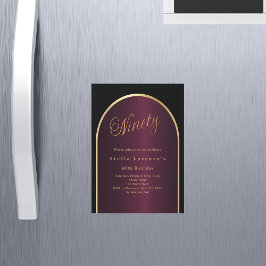 ブラックブルゴーニュ金ゴールドアーチラグジュアリー90歳の誕生日 マグネット招待状