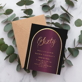 ブラックブルゴーニュ金ゴールドアーチ60歳の誕生日の招待状