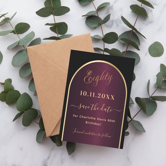 ブラックブルゴーニュ金ゴールドアーチ80歳の誕生日 セーブザデート