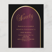 ブラックブルゴーニュ金ゴールドアーチ90th birthday invitation (正面)