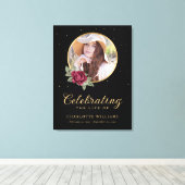 ブラックブルゴーニュ金ゴールドフローラ葬儀ウェルカムサイン キャンバスプリント (インサイチュ (ウッドフロア))