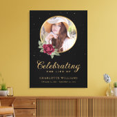 ブラックブルゴーニュ金ゴールドフローラ葬儀ウェルカムサイン キャンバスプリント (インサイチュ (リビング))