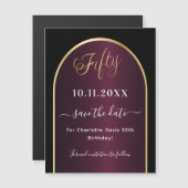 ブラックブルゴーニュ50歳の誕生日Dateマグネットを保存 (正面/裏面)