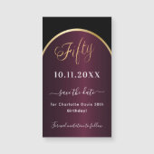 ブラックブルゴーニュ50歳の誕生日Dateマグネットを保存 (正面)