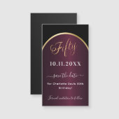 ブラックブルゴーニュ50歳の誕生日Dateマグネットを保存 (正面/裏面)