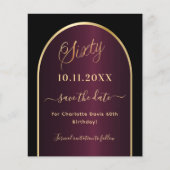 ブラックブルゴーニュ60歳の誕生日は日付カードを保存 (正面)